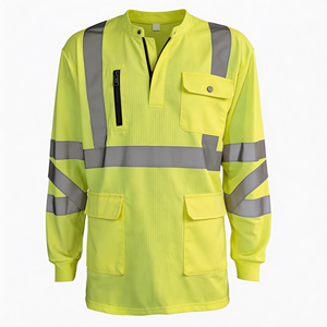 Wholesale Fast Shipping Drop Needle Long Sleeve Reflective Safety <b>Fluorescent</b> Yellow Hi Vis <b>Clothing</b> - Product Image 1