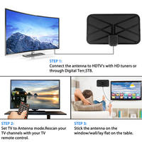 Antena de TV TDT DVB-T2 Digital HDTV VHF UHF con Amplificador de Señal para Interiores HD 4K para Smart TV