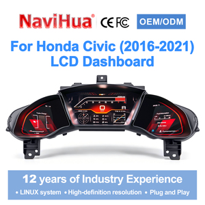 NaviHua รุ่นใหม่ สำหรับ Honda Civic ปี 2016-2021 จอแสดงผลดิจิตอล LCD สำหรับรถยนต์ ระบบ Linux ชุดหน้าปัดรถยนต์แบบดิจิตอล จอแสดงผล Virtual Cockpit - Product Image 1