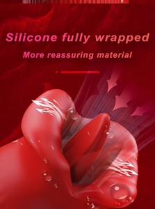 Silicone Fully Wrapped More Reassuring Material Rose Vibrator Masturbator 10 Tongue Licking Vibration <strong>Adult</strong> Sex Toys <strong>Massager</strong> - Product Image 4