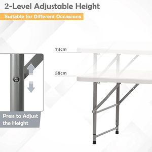 Hot Sale 6ft 180cm in Half Outdoor Events Wedding Rectangular White HDPE Picnic Dining Plastic Folding <b>Table</b> - Product Image 2