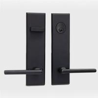 Poignée de porte en alliage de zinc avec plaque longue, système de verrouillage moderne pour portes en bois, pour une entrée sécurisée et une confidentialité accrue.