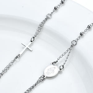 Collier chapelet en acier inoxydable, collier de perles de boule, collier de chapelet religieux en acier inoxydable - Product Image 3