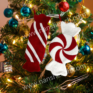 Xuyên biên giới mới giáng sinh vớ sang trọng màu đỏ trắng kẹo Túi Búp Bê hình cây giáng sinh trang trí nhà máy sản xuất hàng loạt - Product Image 1