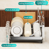 Accessoires de cuisine en gros : Égouttoir à vaisselle pliable en acier inoxydable 201 pour armoires de cuisine
