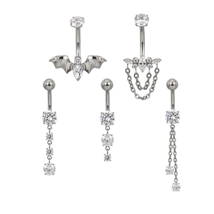 GZN <span class=keywords><strong>Anello</strong></span> da <span class=keywords><strong>Ombelico</strong></span> Estivo alla Moda in Titanio con Zirconi Cubici Pendenti, Combinazione di Anelli da <span class=keywords><strong>Ombelico</strong></span> all'Ingrosso - Product Image 1