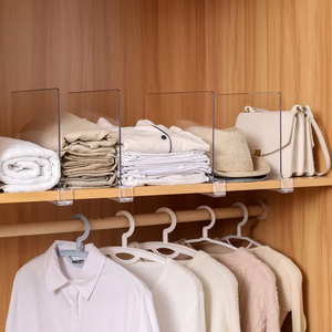 Clear Plastic <b>Shelf</b> Dividers Organizers for Closet Storage White Convenient 250 mm Size - Product Image 1