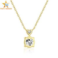 Collier long avec pendentif cœur en or blanc/jaune 18 carats et diamant de laboratoire pour femme, 1,7 g, certifié IGI, ensemble de bijoux