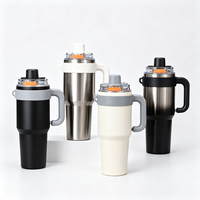 Gobelet isotherme personnalisable en acier inoxydable 304 de 1250 ml avec poignée et couvercle à paille, anti-fuite, pour voiture et cadeaux d'affaires