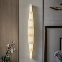 Applique murale LED moderne de luxe en marbre espagnol avec lumière blanc chaud pour salon, chambre, couloir, hôtel