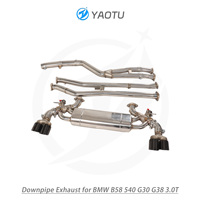 YT Stainless Steel bagian tengah belakang dengan Dual-Side Quad keluar untuk BMW B58 540 G30 G38 3.0T