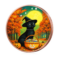 Pièces de monnaie en cuivre personnalisées de 1 oz, motif double chat citrouille et fantôme, pièce de monnaie en métal, souvenir de collection d'Halloween, cadeau