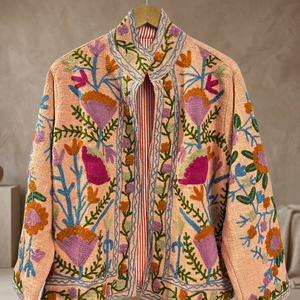 Chaqueta Blusón Hecha a Mano para Mujer, Otoño/Invierno, con Diseño Estilo Bata, Relleno de Algodón y Tela de Lona Corta - Product Image 2