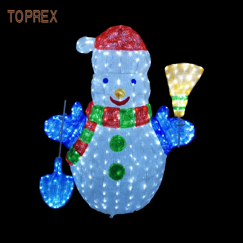 Toprex Chất lượng cao tốt nhất Saling Led Ngoài Trời Acrylic 2D Motif Snowman nhân tạo trang trí ánh sáng cho kỳ nghỉ