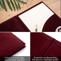 Carpeta de certificados de terciopelo granate personalizada A4, soporte de certificado rojo oscuro con logotipo, carpeta de presentación personalizada de terciopelo