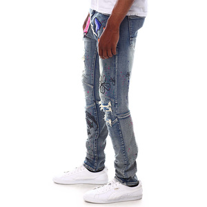 Jeans de Moda para <span class=keywords><strong>Hombre</strong></span>, de Alta Calidad, Elegantes y Ligeros, con Pedrería, Diseño Personalizado con Letras y Logotipo - Product Image 5