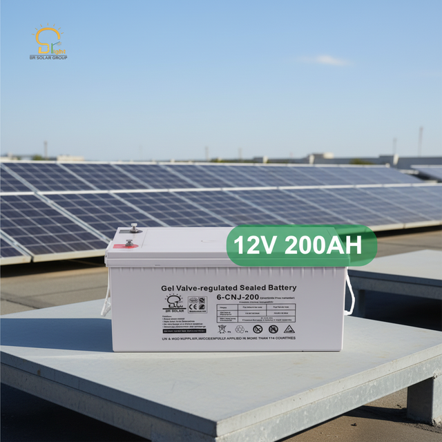 Maintenance Free Rechargeable Sealed Gel Battery 12V 200AH Deep Cycle Lead Acid Battery BR SOLAR Model 6-CAJ-200 5-8 Years