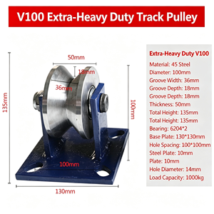 V Groove Wheel 3 Inch Gate Roller Floor Bracket Heavy Duty Double Bearing Galvanized <b>Copper</b> Barrel Packaging CE Certified OEM - Product Image 2