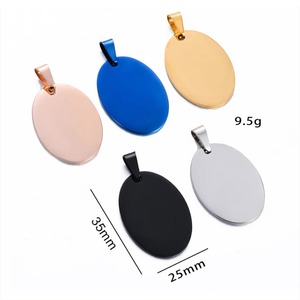 Breloque d'identification pour animaux de compagnie en acier inoxydable de forme ovale, 5 couleurs |   Pendentif gravable vierge pour collier de chien ou de chat |   Bijoux en gros - Product Image 5