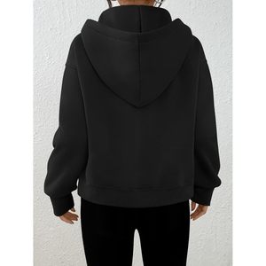 Women's <b>Zip</b> <b>Up</b> Hoodie Fleece Lined <b>Cropped</b> Sweatshirt Y2K Oversized Fall Jacket - Product Image 4