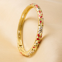 Nouveau Bracelet Vintage en Émail Plaqué Or avec Zircon et Fleur à Quatre Feuilles, Motif Fleurs de Prunier, Tendance Rétro pour Femme, Anniversaire
