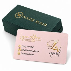 Carte de visite personnalisée de luxe rose gaufrée avec logo estampé à chaud en or pour carte d'identité VIP et carte de visite professionnelle - Product Image 1