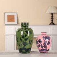 Vase en céramique artisanal écologique de style rétro chinois, bleu et blanc, motif floral, design Art déco moderne, pour table de salle à manger, usage domestique