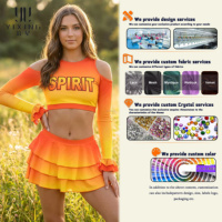 Uniformes de Porristas Personalizados de Fábrica al por Mayor, Corte Automatizado, Diseño de Bordado 3D con Logotipo, Ropa Deportiva Personalizada