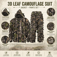 Veste en maille de polyester camouflage 3D feuilles, ensemble toutes saisons pour la chasse et le tir en extérieur, directement du fabricant