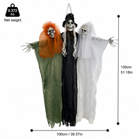 Nouvel ensemble de 3 squelettes fantômes d'Halloween 2026, 130 cm, décorations suspendues à trois têtes pour intérieur et extérieur, accessoires de fête, maison hantée