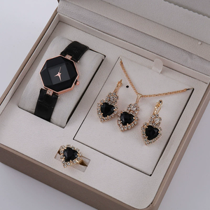 Gran oferta, 6 uds., <span class=keywords><strong>reloj</strong></span> de lujo para mujer, anillo, collar, pendientes, conjunto de pulsera, relojes, correa de cuero de mariposa, <span class=keywords><strong>Reloj</strong></span> de cuarzo a la moda para mujer - Product Image 2