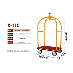 Carrello Telescopico Pieghevole per Bagagli con Freno, Trolley per Aeroporto, Carrello per Trasporto Merci, Carrello di Servizio per Hotel e Concierge - Product Image 1