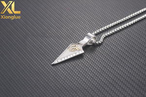 Collar de Joyería para Hombre, Nuevo, Chapado en Oro Negro, Colgante Ojo de Horus, Punta de Lanza Ankh, Flecha de Acero Inoxidable, Collar Masculino - Product Image 5