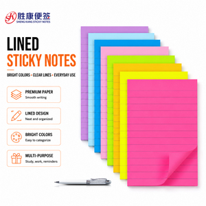 Blocs-notes autocollants lignés colorés, blocs-notes adhésifs, papier lisse aux couleurs vives et brillantes pour le bureau, l'école, les rappels quotidiens - Product Image 1