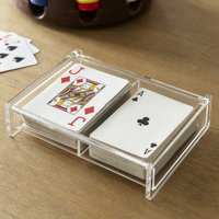 Boîte de rangement transparente de luxe en acrylique sur mesure pour cartes à jouer, organisateur de cartes de poker, étui anti-poussière avec couvercle, double jeu
