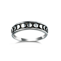 Modyle — bague en argent sterling 925 avec phase de lune pour femme, bijou vintage