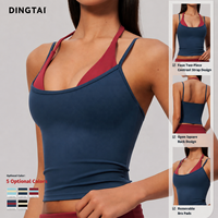 Débardeur Halterneck Dingtai Multi-positions Color Block pour Femme, Rembourré, Séchage Rapide, Respirant, Soutien Moyen, Yoga et Fitness