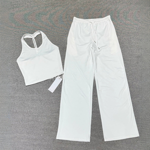Conjunto Deportivo de 2 Piezas para <span class=keywords><strong>Mujer</strong></span>: Top de Tirantes Finos con Espalda Hueca y Pantalones Acampanados de Cintura Alta con Cordón, Elásticos, para Yoga - Product Image 3