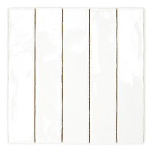 Piastrella Bianca Creta-25 5x25 Cm Lucida con Bordi Irregolari - Product Image 1