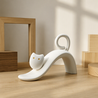 Ensemble de sculptures de chats abstraits modernes ARM LVG, figurines en céramique noir mat et blanc, décoration nordique pour la maison, statue d'art pour étagère ou bureau