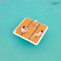 Plateforme flottante gonflable Drop Stitch robuste avec tapis en EVA imitation teck pour protection d'amarrage de yacht et jet ski