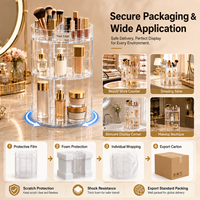Organisateur de maquillage en acrylique transparent rotatif à 360° de grande capacité avec étagères réglables pour cosmétiques, soins de la peau, parfums, présentoir de vente au détail