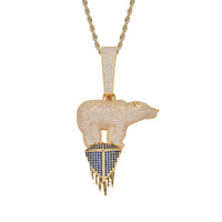 Collier pendentif Ours polaire glacé avec micro-pavés de pierres CZ pour bijoux Hip Hop