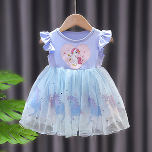 Vestido de Verano 2025 <span class=keywords><strong>para</strong></span> <span class=keywords><strong>Niñas</strong></span>, Vestido sin Mangas <span class=keywords><strong>para</strong></span> Niña Pequeña, Falda de Princesa de Malla con Dibujos Animados, Tirantes Finos - Product Image 6