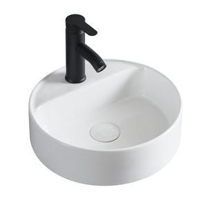 Lavabo en céramique économique, blanc brillant, rond, petit, à poser sur comptoir, pour meuble <span class=keywords><strong>de</strong></span> salle <span class=keywords><strong>de</strong></span> bain - Product Image 4
