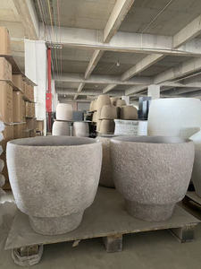 Ventes en gros de pots de fleurs GRC vintage européens minimalistes pour l'intérieur/l'extérieur, écologiques, légers, avec trous de drainage, capacité de 30 L - Product Image 3