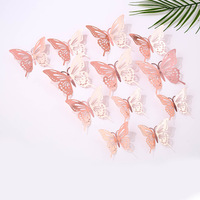 Vente en gros Décorations papillon or rouge argent bleu rose Décoration murale papillon 3D Décorations de fête papillon