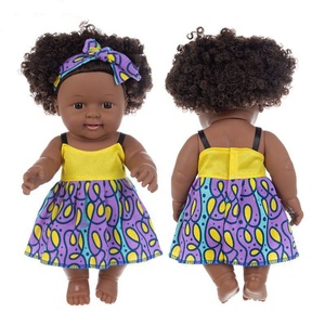 Poupées noires bébé 20 cm de haut Look vie réelle poupée fille en vinyle poupées de peau noire avec cheveux <span class=keywords><strong>afro</strong></span> - Product Image 5