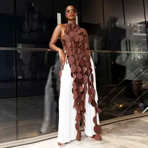 2023 automne vêtements pour femmes nouveau Sexy <span class=keywords><strong>dos</strong></span> <span class=keywords><strong>nu</strong></span> licou irrégulière coupe ajustée longue chemise - Product Image 1