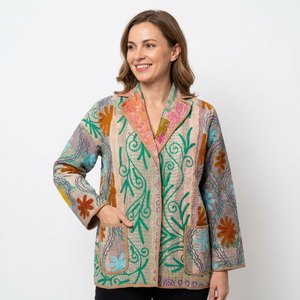 Veste Kantha tricotée ethnique été/hiver printemps, régulière, respirante, séchage rapide, écologique, vintage, décontractée pour les sorties - Product Image 1